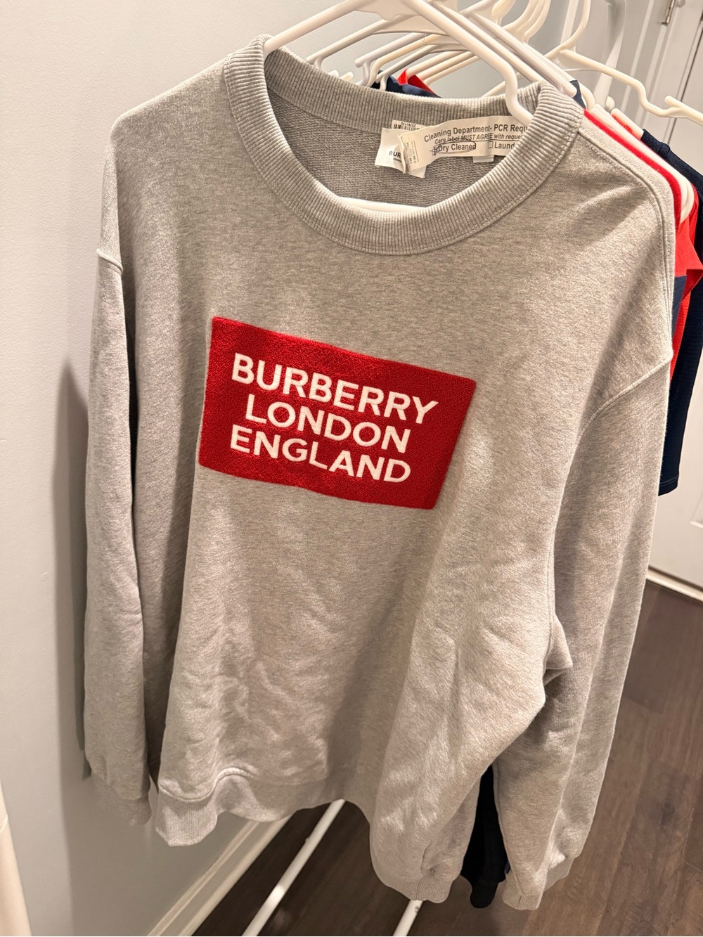 Burberry Grey Sweatshirt with Red Accent